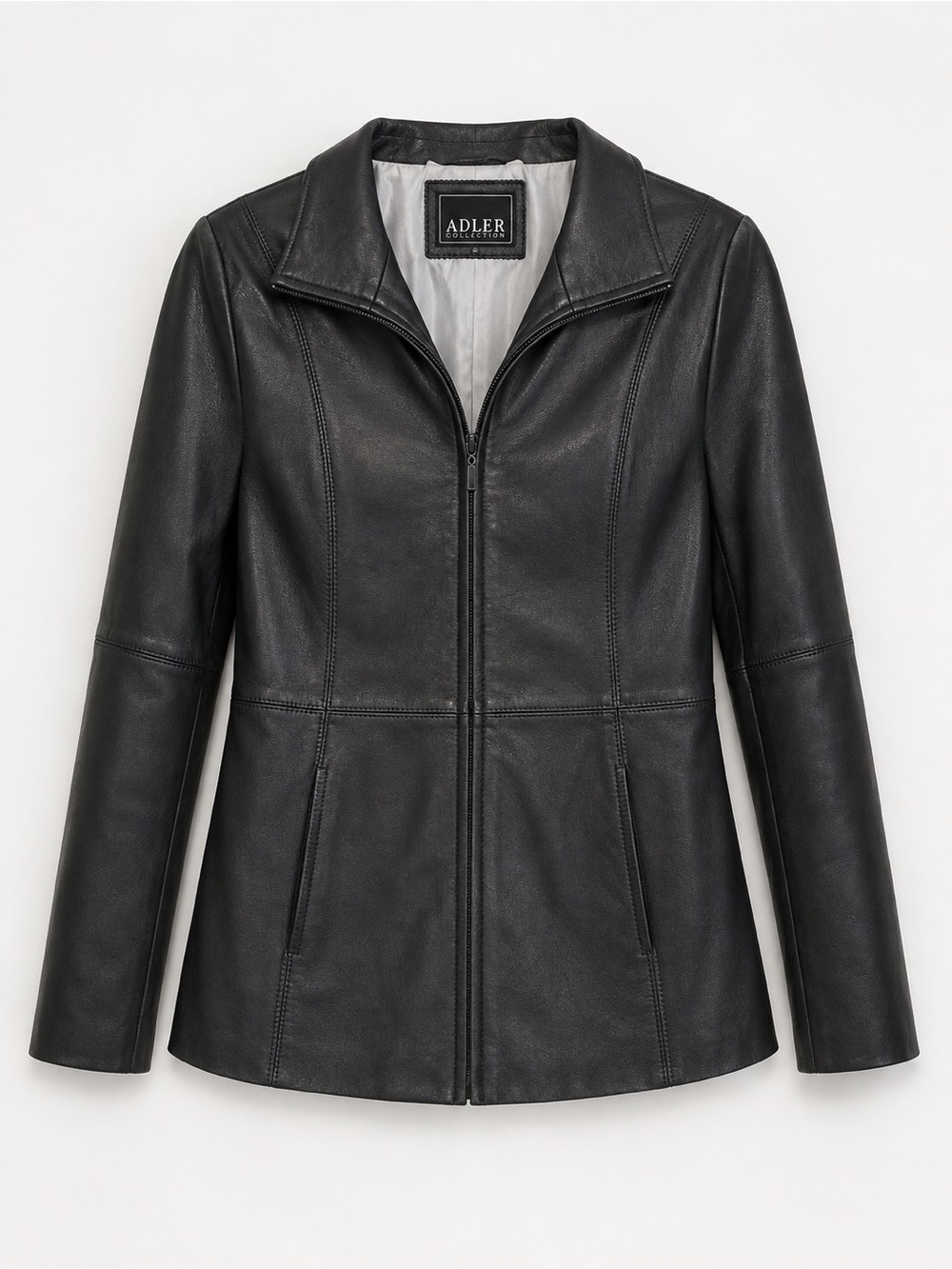 Adler Women's Black Leather Zip-Front Jacket